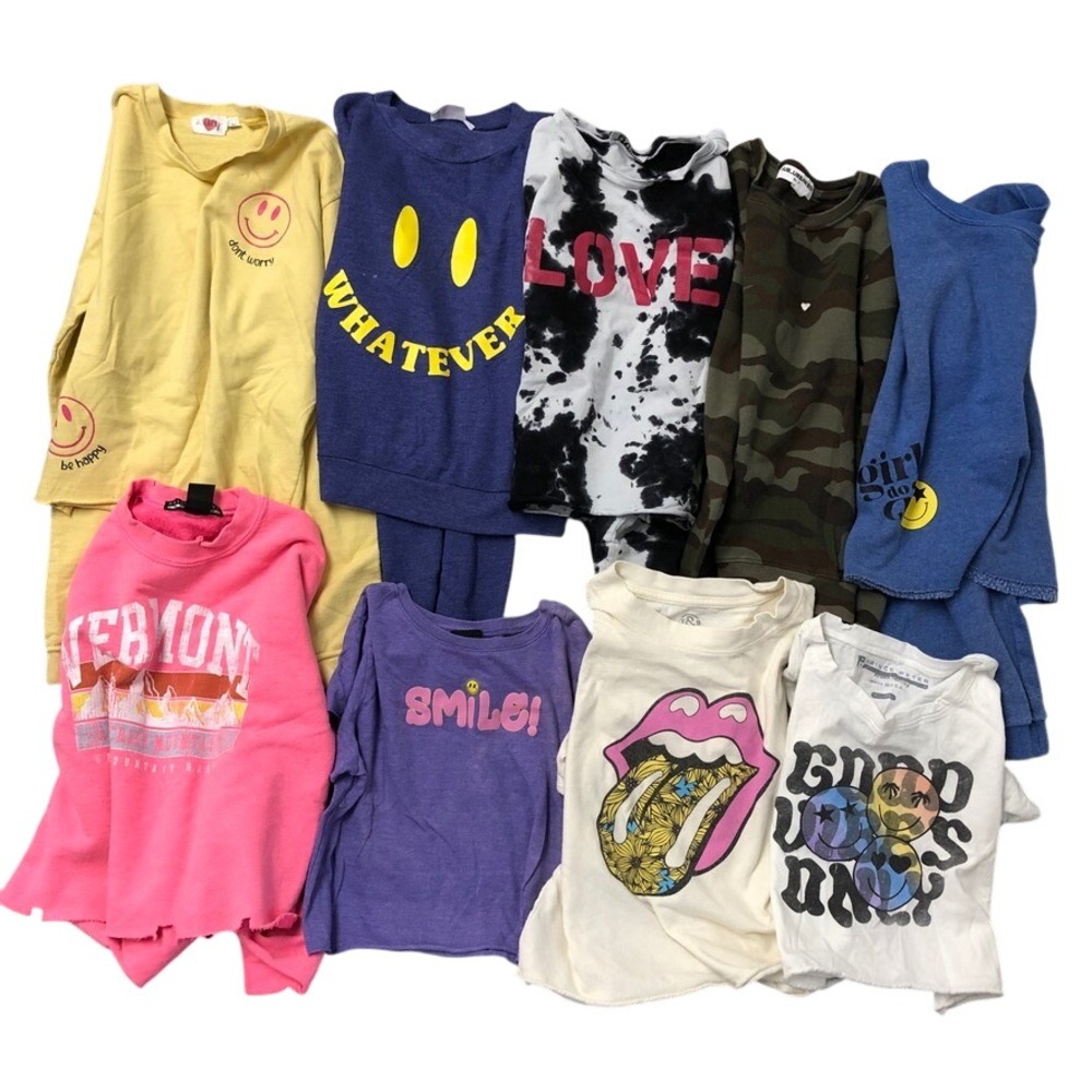 Mixed Brand Graphic Sweatshirt T-Shirt Lot Girls Size L XL Multicolor 9pc Bundle